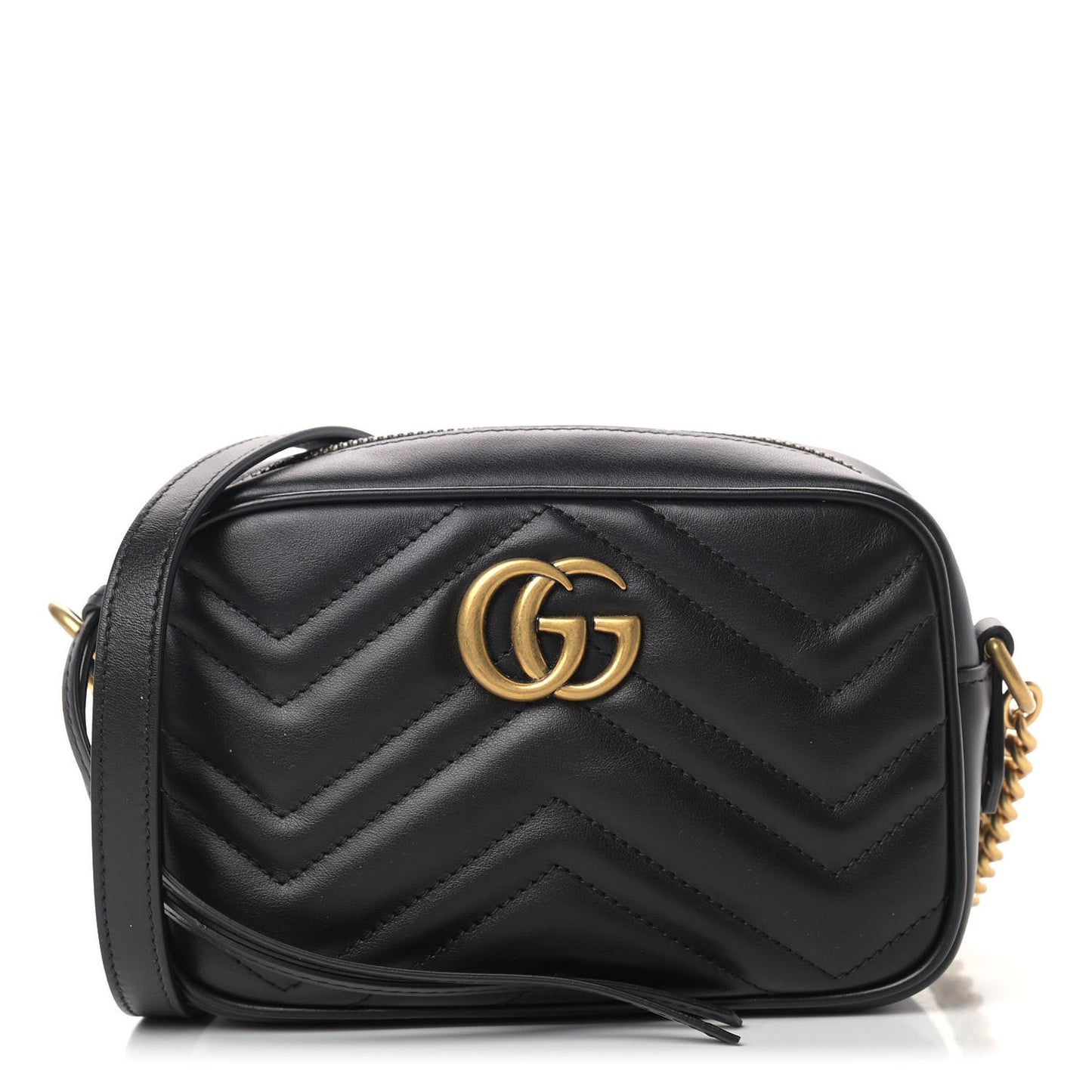 Calfskin Matelasse Mini GG Marmont Chain Shoulder Bag Black