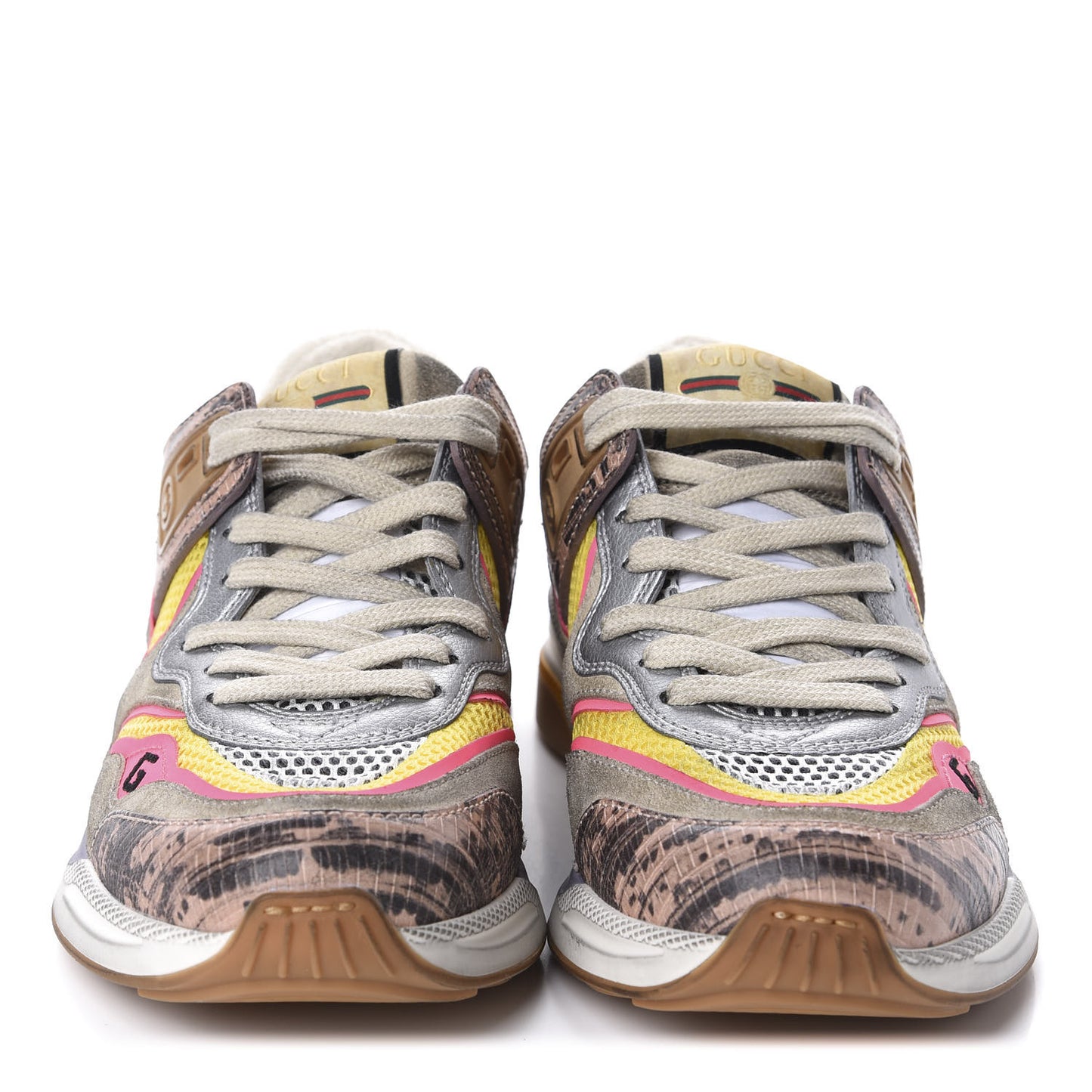 Suede Calfskin Tejus Printed Womens Ultrapace Sneakers 36.5 Pink Silver Oatmeal Yolk