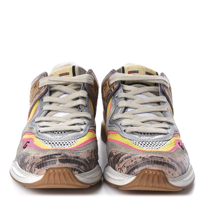 Gucci Suede Calfskin Tejus Printed Womens Ultrapace Sneakers 36.5 Pink Silver Oatmeal Yolk 2 of 10