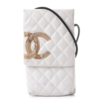 Chanel Calfskin Python Quilted Cambon Shoulder Bag White 1 of 10