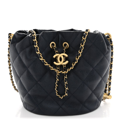 Chanel Iridescent Caviar Quilted My Perfect CC Bucket Drawstring Bag Blue 1 of 11