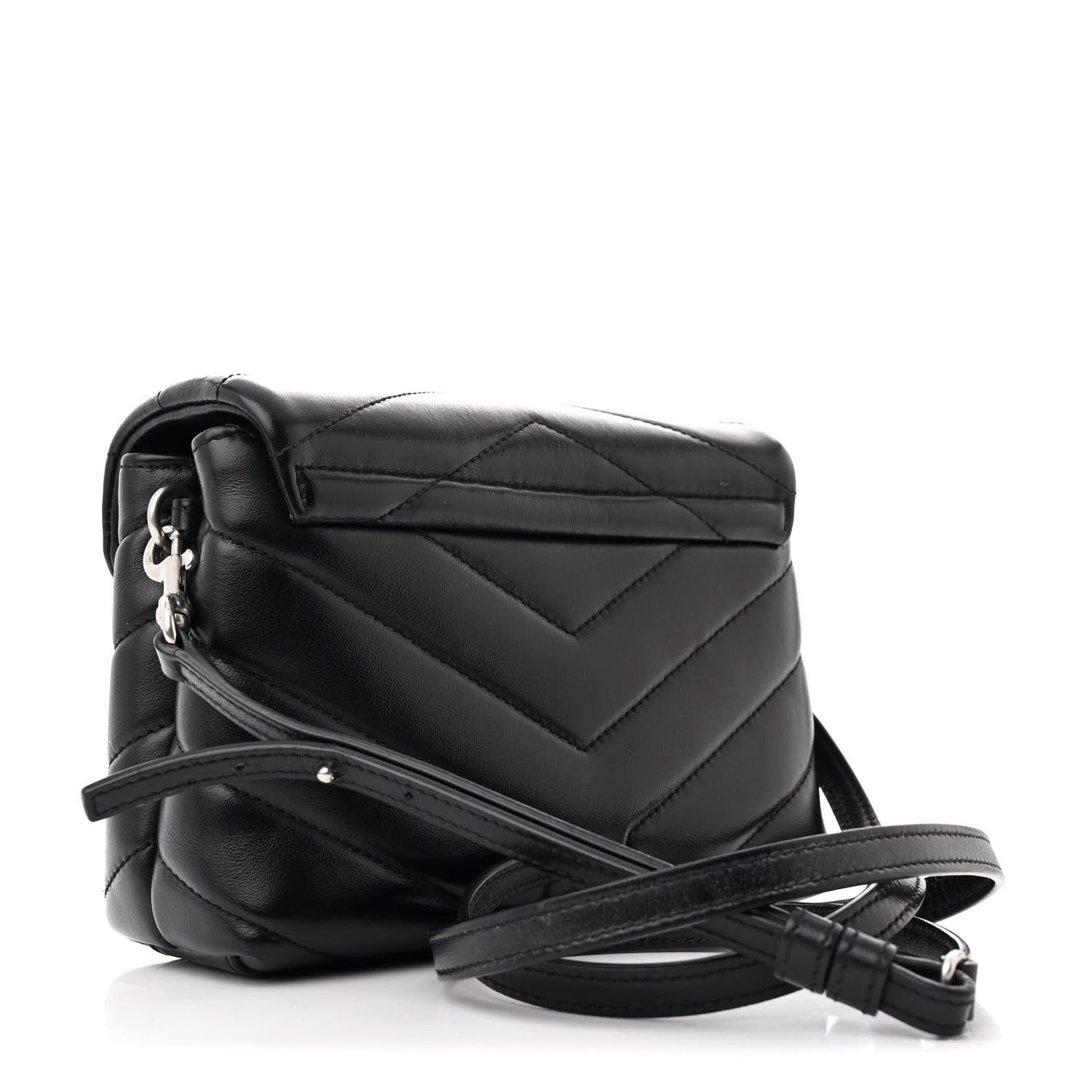 Calfskin Y Quilted Monogram Toy Loulou Crossbody Bag Black