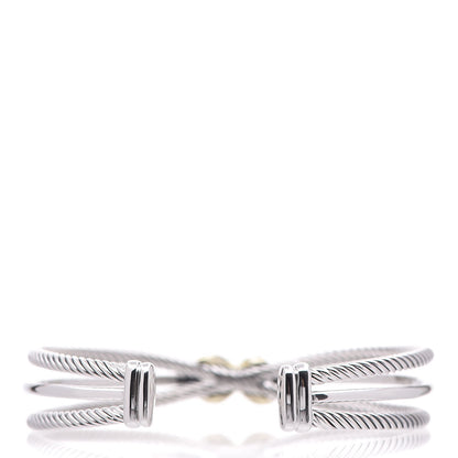 David Yurman Sterling Silver 18K Yellow Gold 7mm Crossover X Bracelet 5 of 8