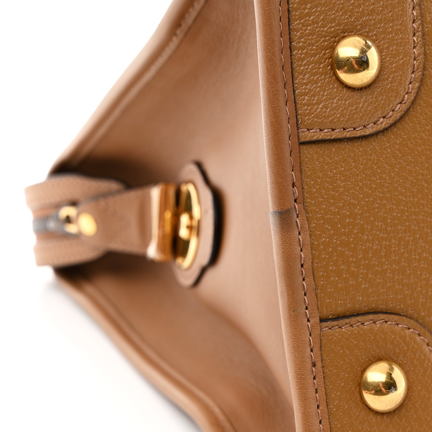 Gucci Koi Calfskin Small Bauletto Duffle Top Handle Bag Camel