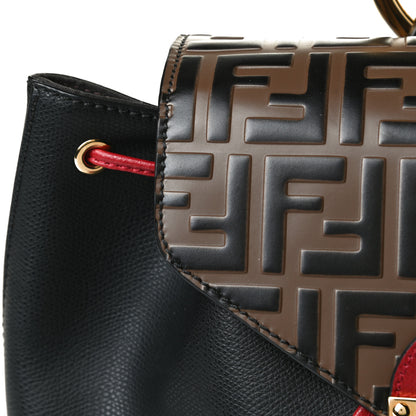 Fendi Vitello Cruise Bi-Color FF 1974 Embossed F is Fendi Drawstring Backpack Black Fragola Maya 16 of 16