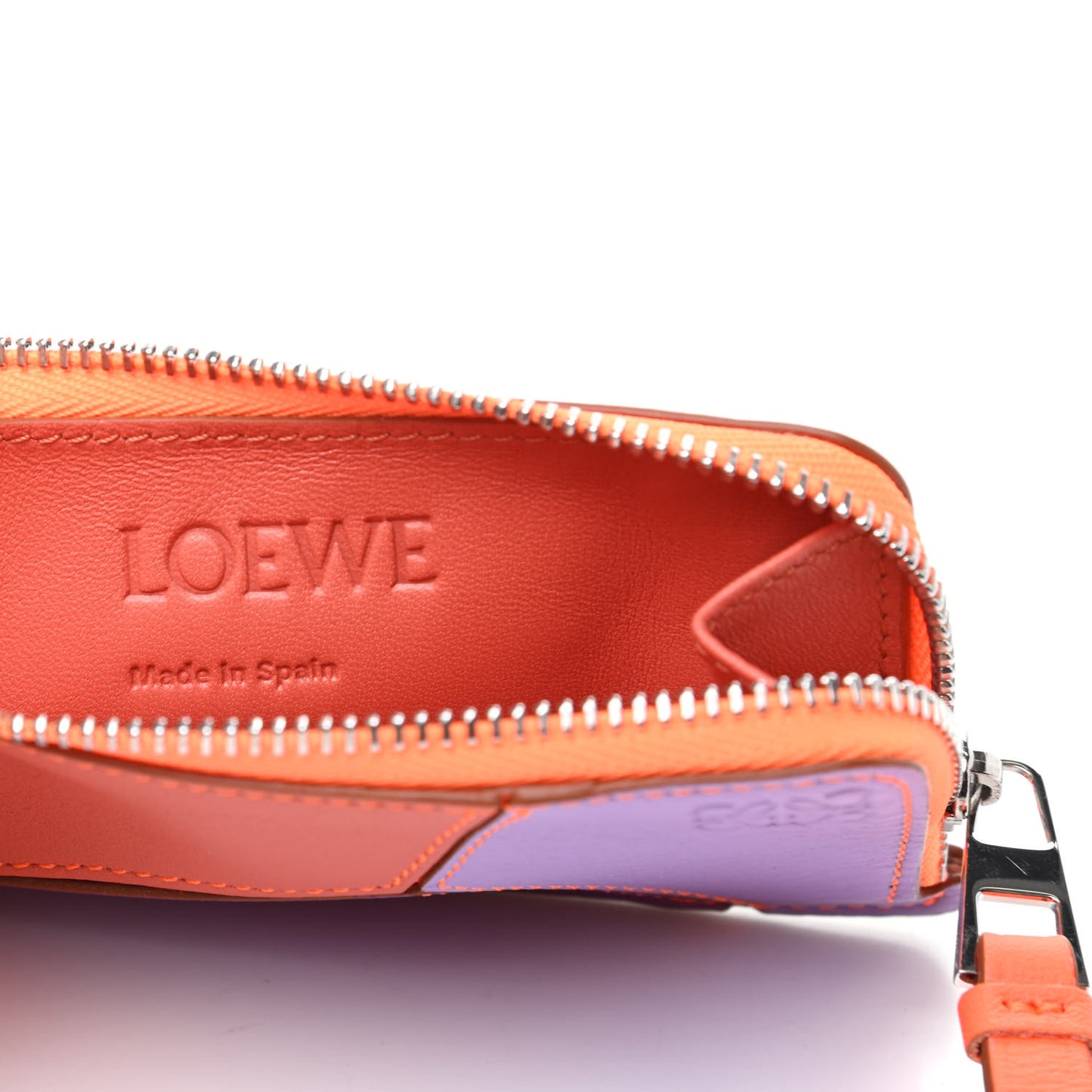 Calfskin Paula's Ibiza Puzzle Colorblock Coin Card Holder Grapefruit Mauve