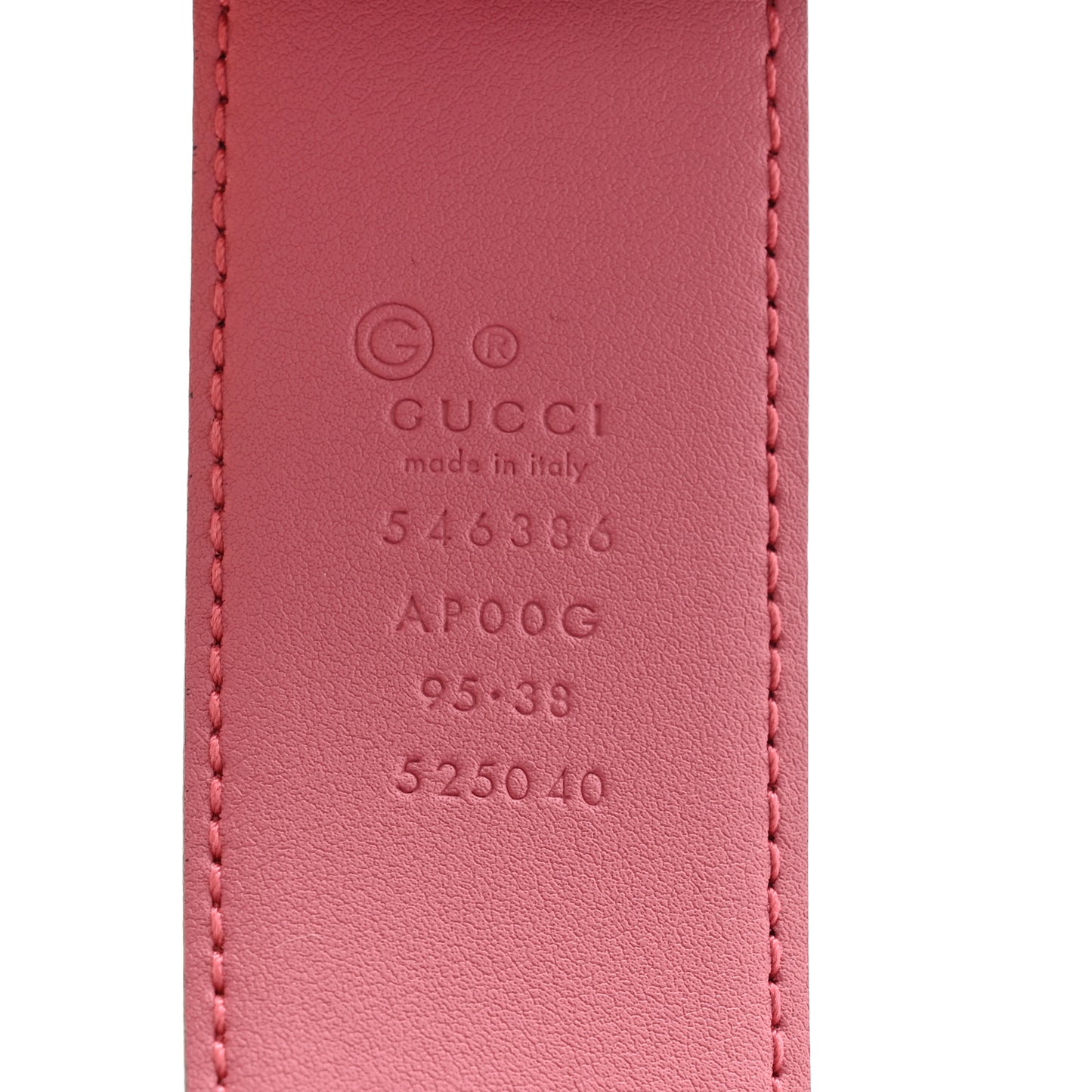 Moon Calfskin Interlocking G 37mm Belt 95 38 Glossy Pink