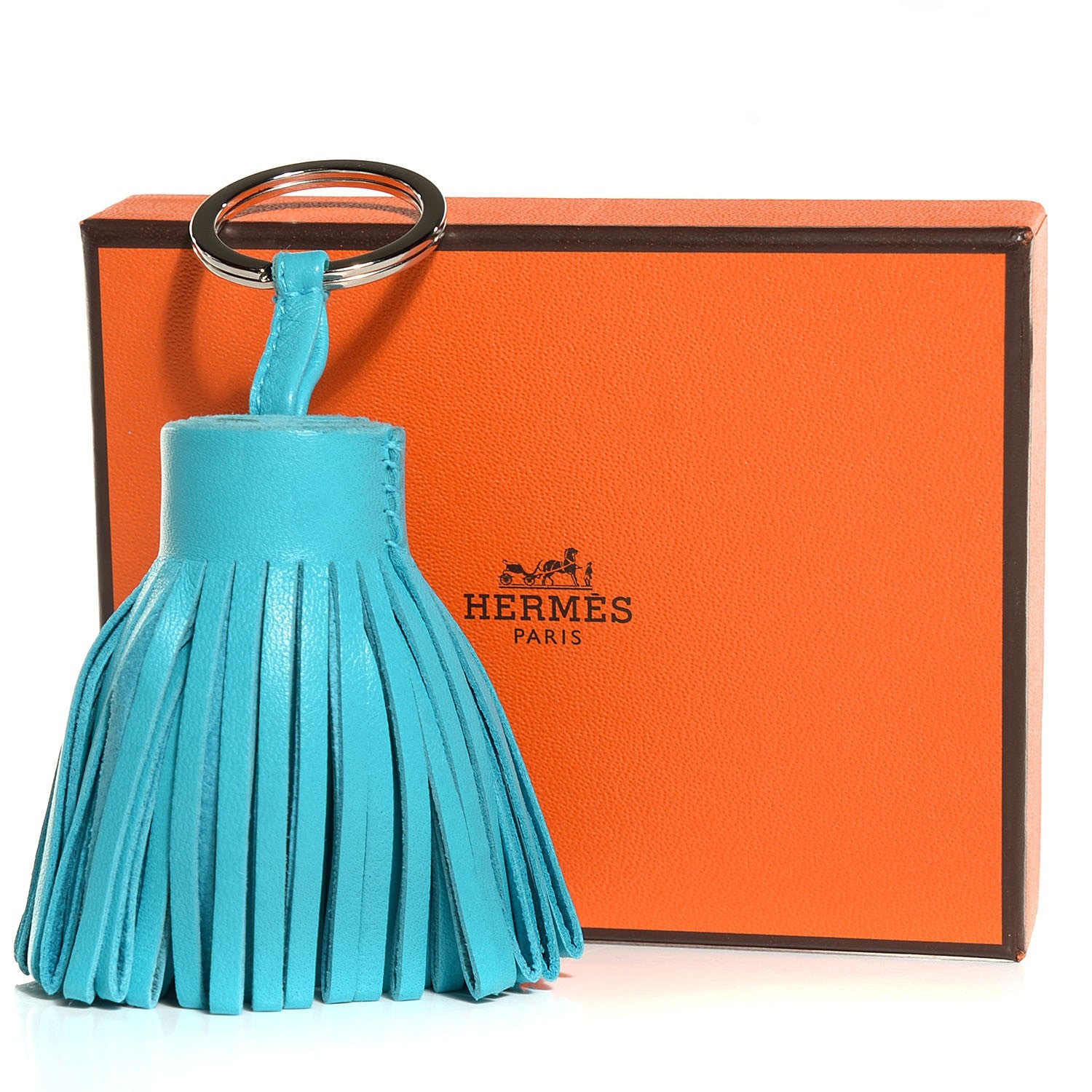 Hermes Lambskin Carmen Tassel Key Holder Bleu Azteque 5 of 5