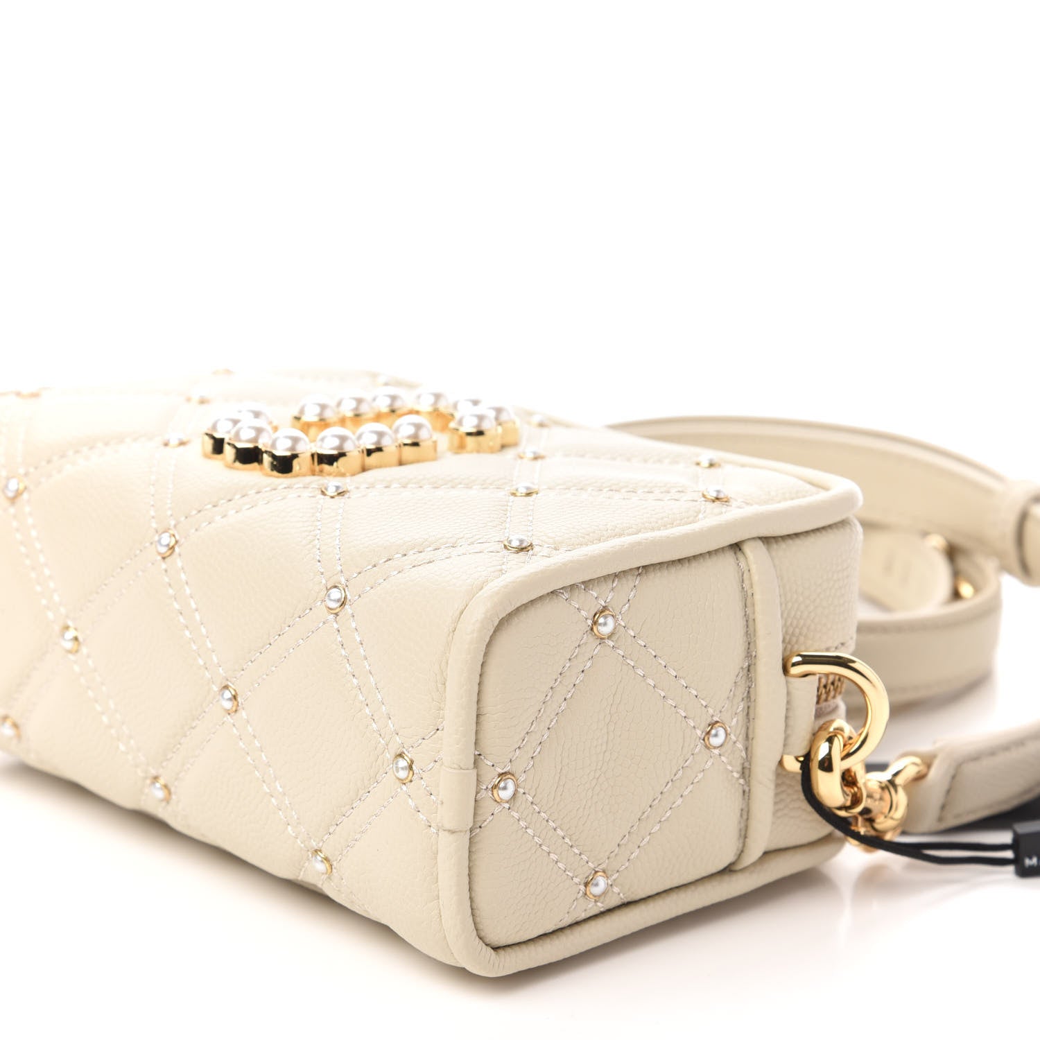 Marc Jacobs Calfskin Quilted Pearl The Softshot 17 Crossbody Oatmilk 7 of 10
