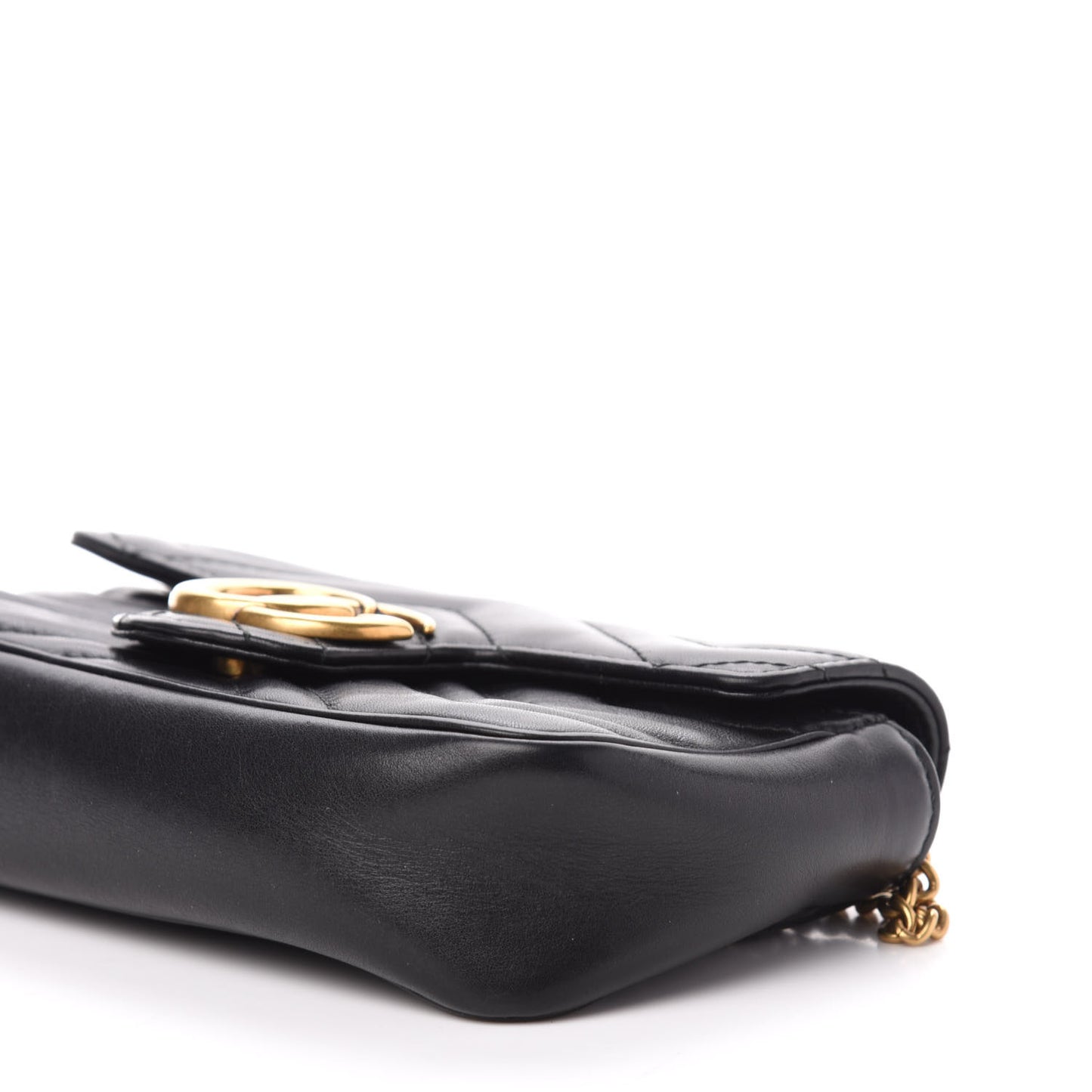 Calfskin Matelasse Super Mini GG Marmont Shoulder Bag Black