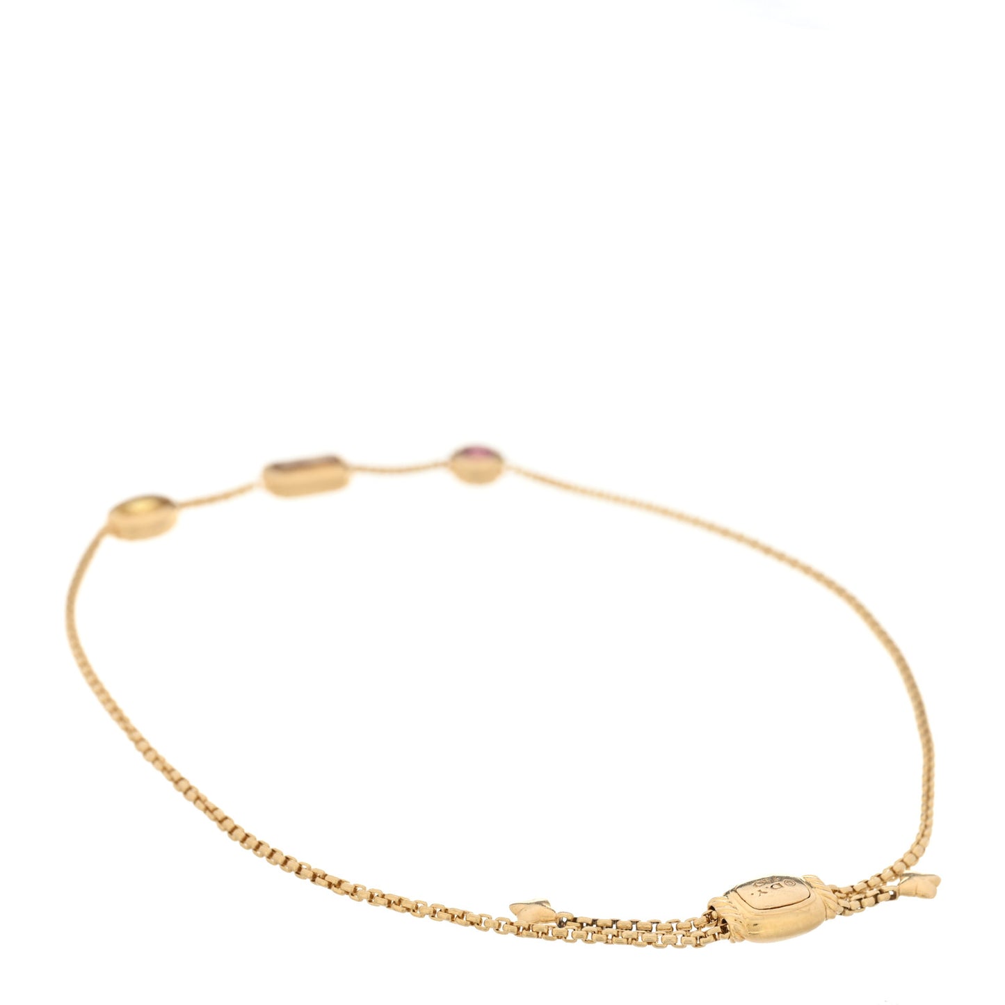 DAVID YURMAN 18K Yellow Gold Citrine Yellow Beryl Pink Tourmaline Novella Chain Bracelet