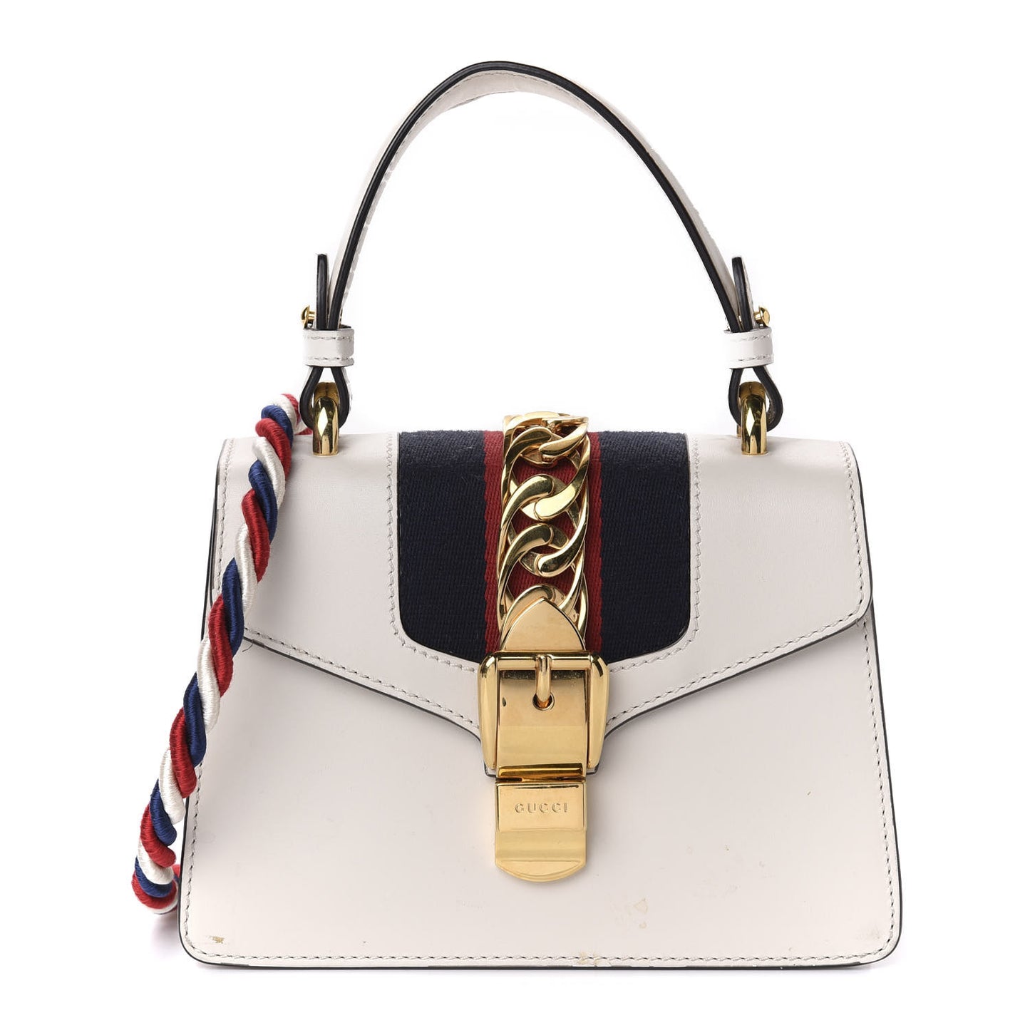 Calfskin Mini Sylvie Top Handle Bag White