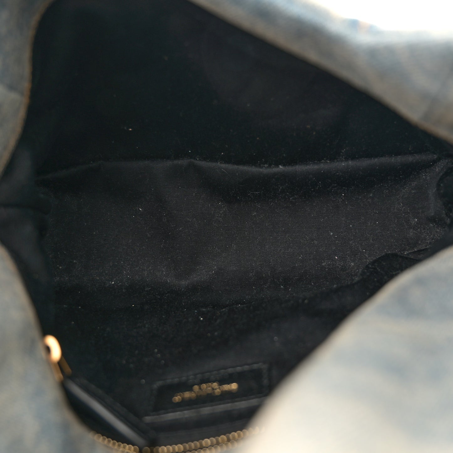 Denim Quilted Small Loulou Puffer Monogram Chain Satchel Blue Cinnamon
