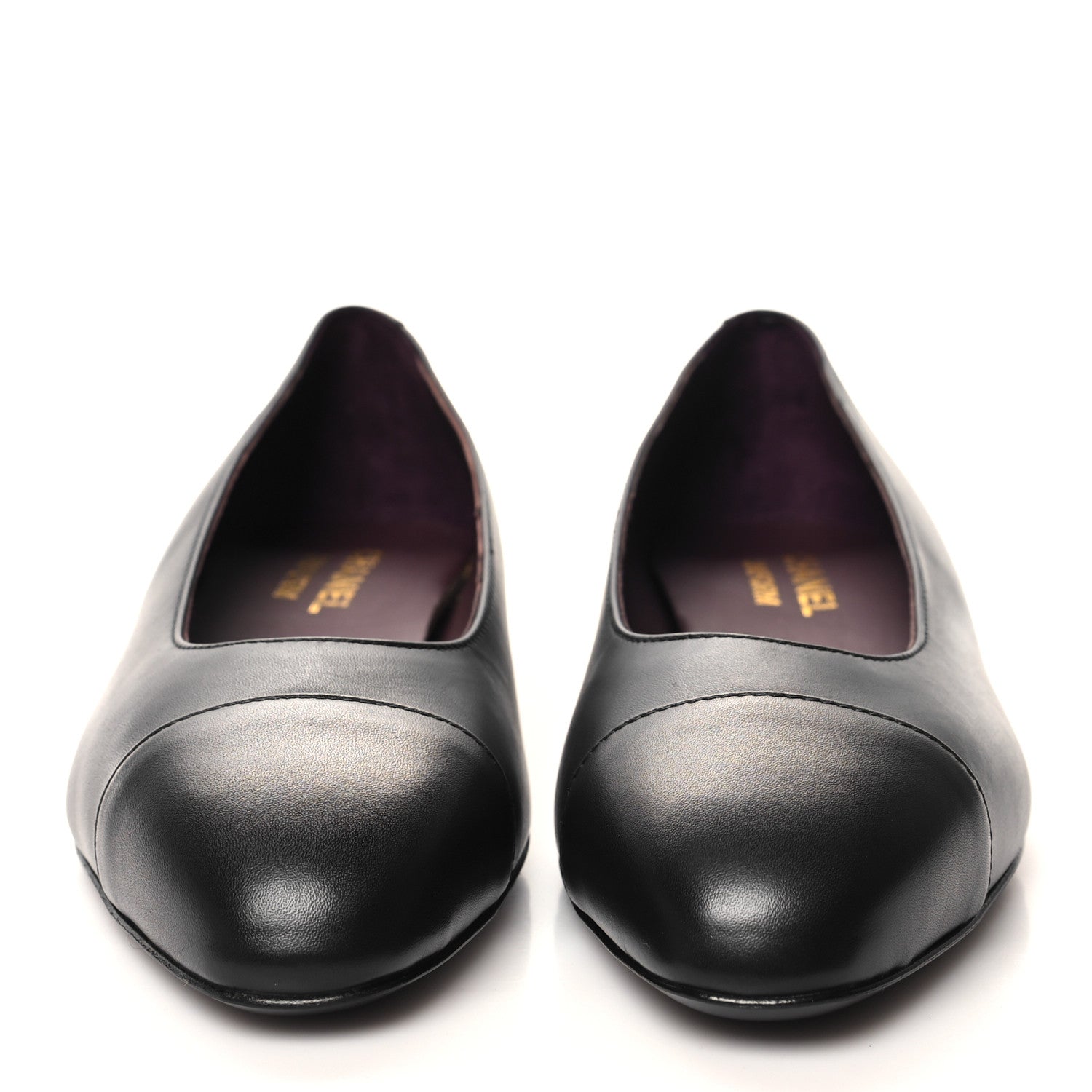 Chanel Lambskin Cap Toe Ballerina Flats 38 Black 2 of 9