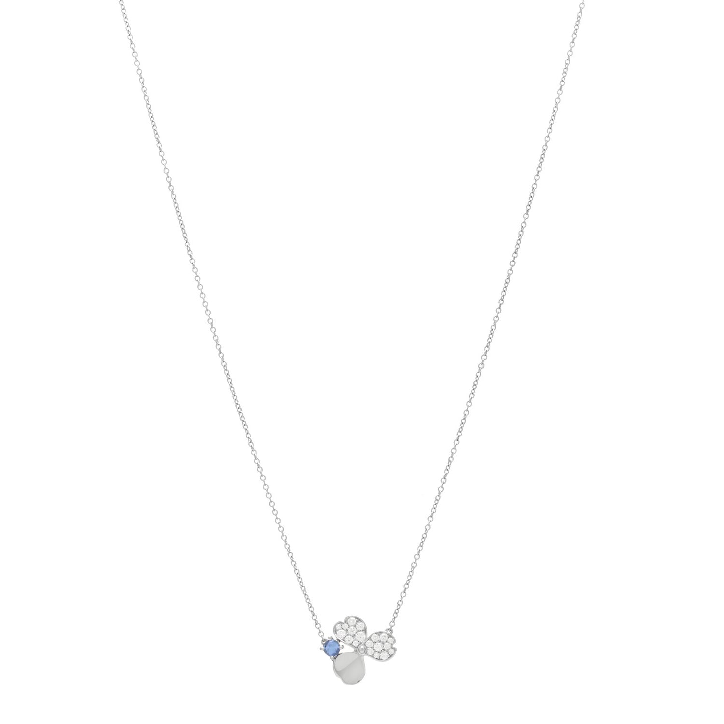 Platinum Diamond Tanzanite Paper Flowers Pendant Necklace