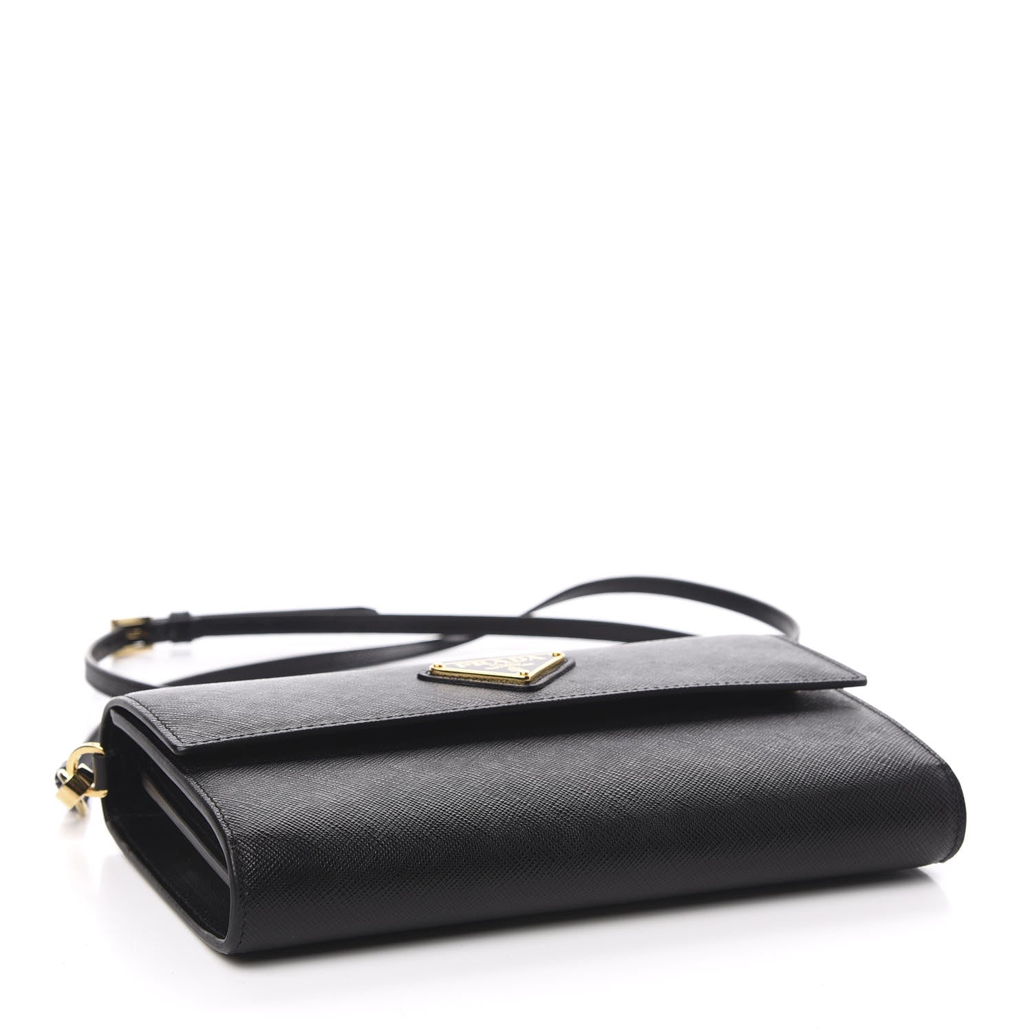 Prada Saffiano Wallet With Shoulder Strap Black 4 of 11