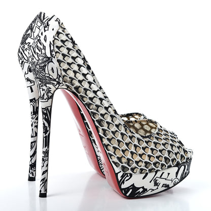Christian Louboutin Maxi Fishnet Very Lace Fetish Peep 150 Pumps 40 Version Latte Black 4 of 9