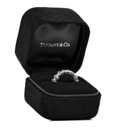 Tiffany Platinum Diamond Victoria Alternating Band Ring 54 6.75 5 of 5