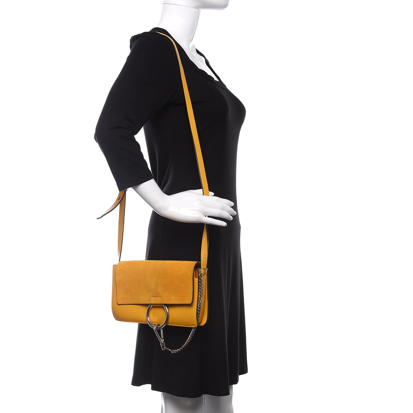Suede Calfskin Small Faye Shoulder Bag Dusty Yellow