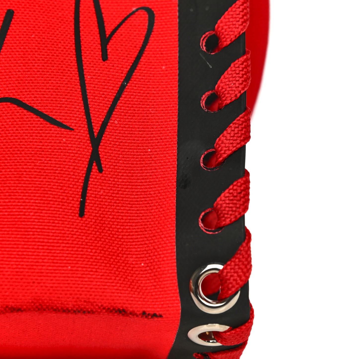 Braided Canvas Mini Cabalace Shopper Tote Red Black