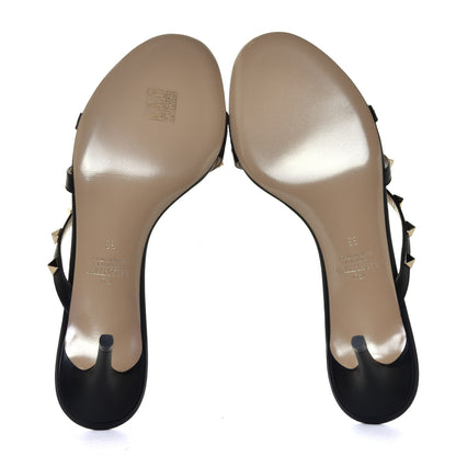 Valentino Garavani Calfskin Nappa Rockstud 60mm Slide Sandals 38 Black 11 of 12
