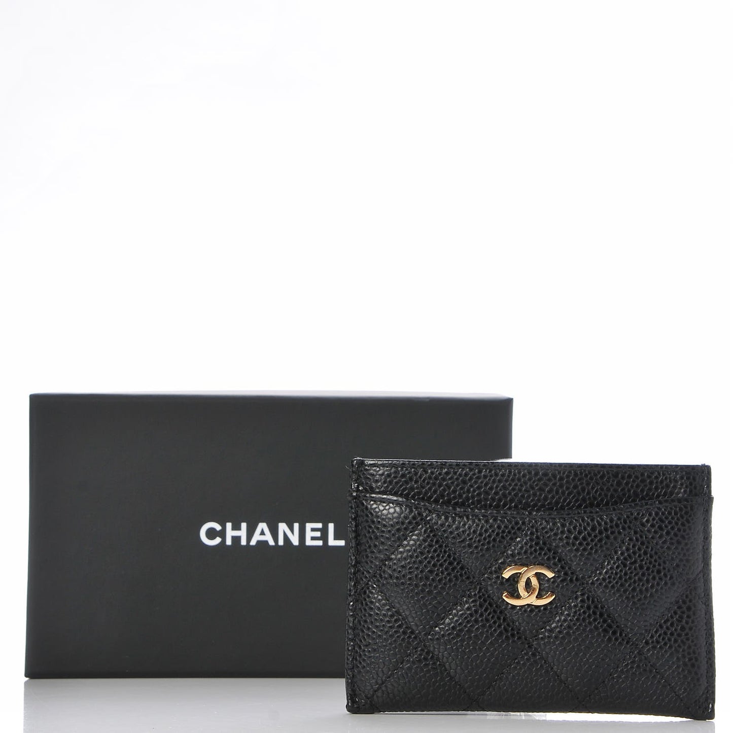 Caviar Quilted Card Holder Black