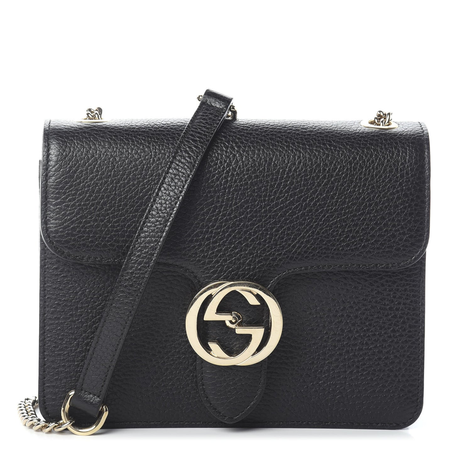 Dollar Calfskin Small Interlocking G Shoulder Bag Black