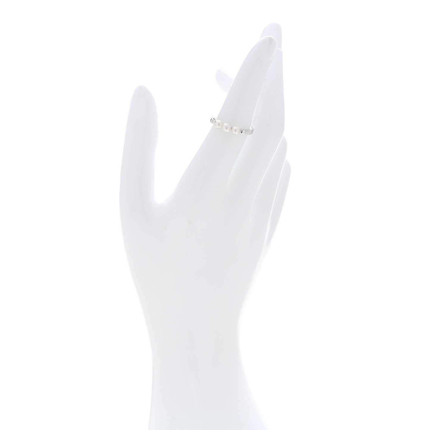 18K White Gold Akoya Cultured Pearl Three Pearl Ring 50 5.5
