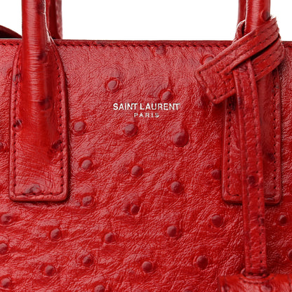 Saint Laurent Ostrich Nano Sac De Jour Red 7 of 9