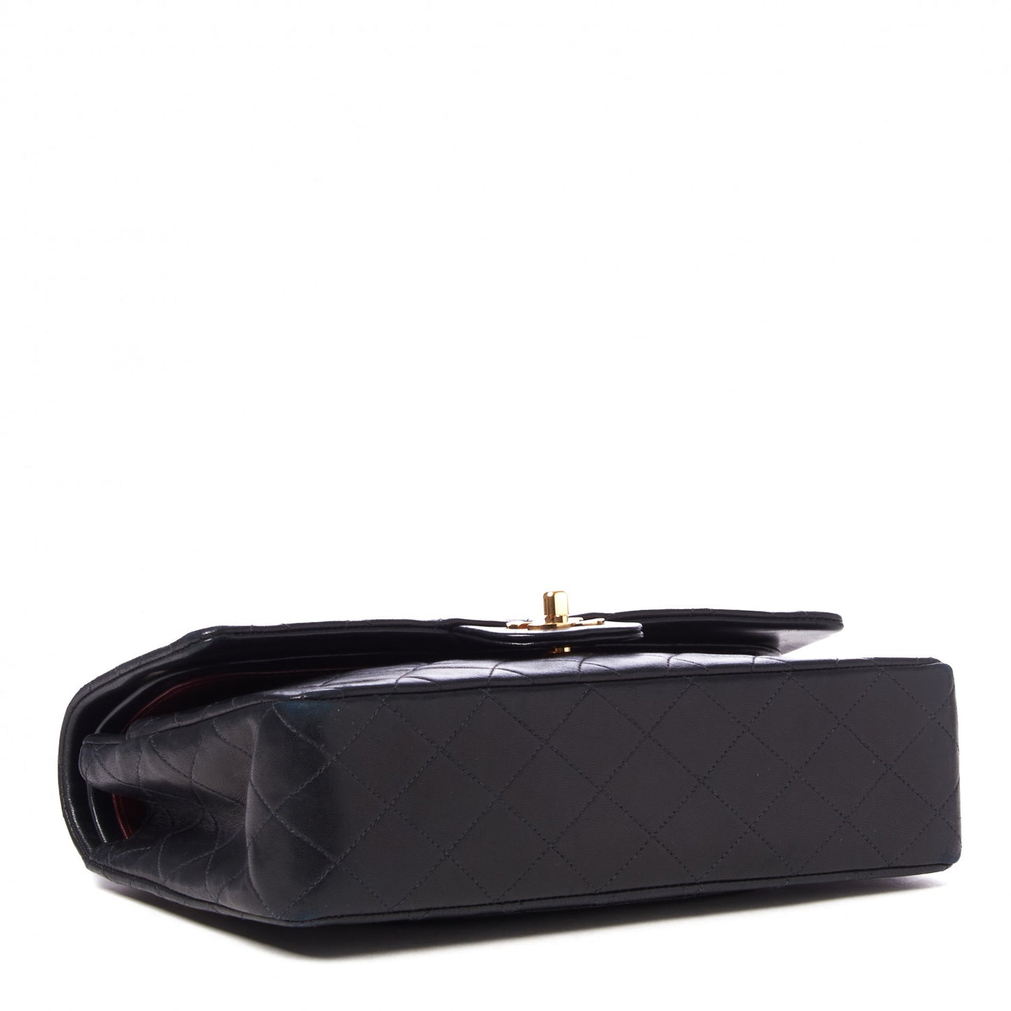 Lambskin Quilted Medium Double Flap Black