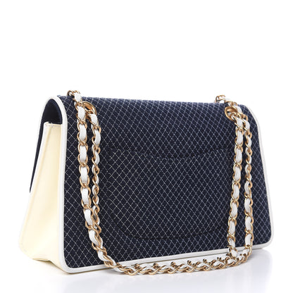 Chanel Patent Jersey Quilted Single Flap Navy 3 of 13