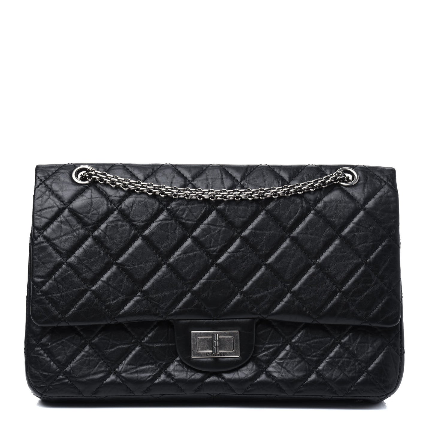 Aged Calfskin Quilted 2.55 Reissue 227 Flap Black