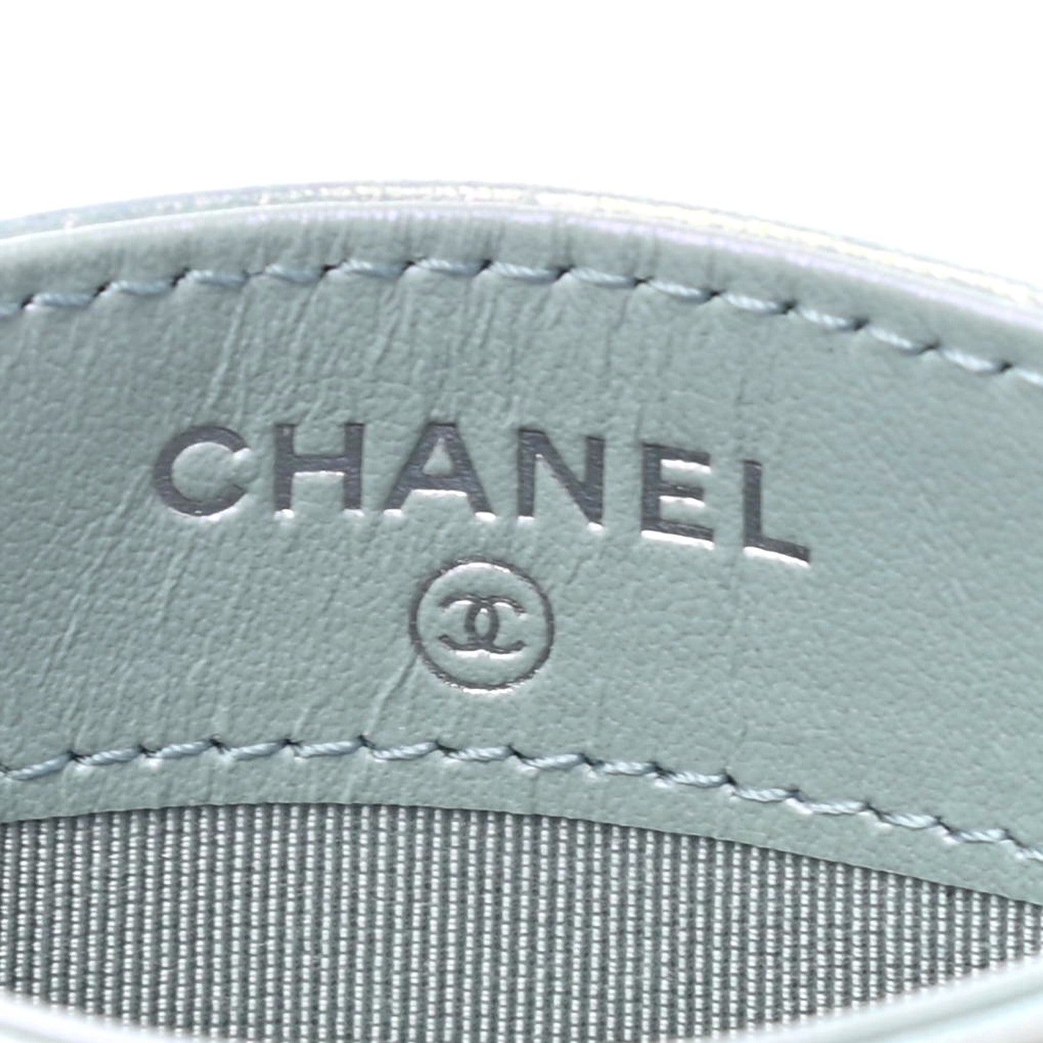 Chanel Iridescent Calfskin Quilted Card Holder Light Blue 6 of 7