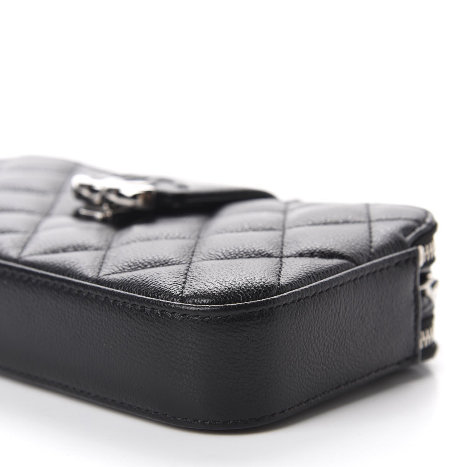 Chanel Grained Calfskin Quilted CC Box Clutch With Chain Black 7 of 12