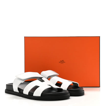 Hermes Calfskin Womens Chypre Sandals 38.5 White 9 of 9