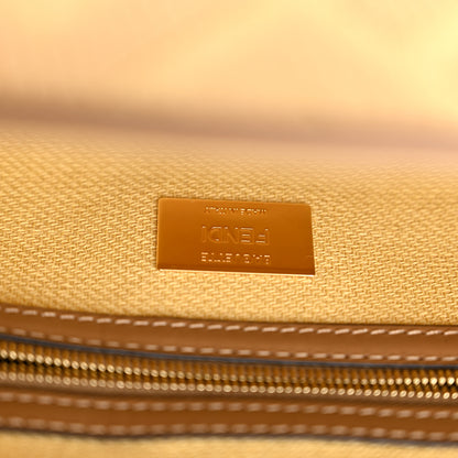 Fendi Raffia Vitello King Lucido FF Embroidered Baguette Grano Sand 6 of 11