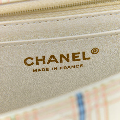 Chanel Calfskin Plaid Quilted Mini Rectangular Flap White Multicolor 6 of 9