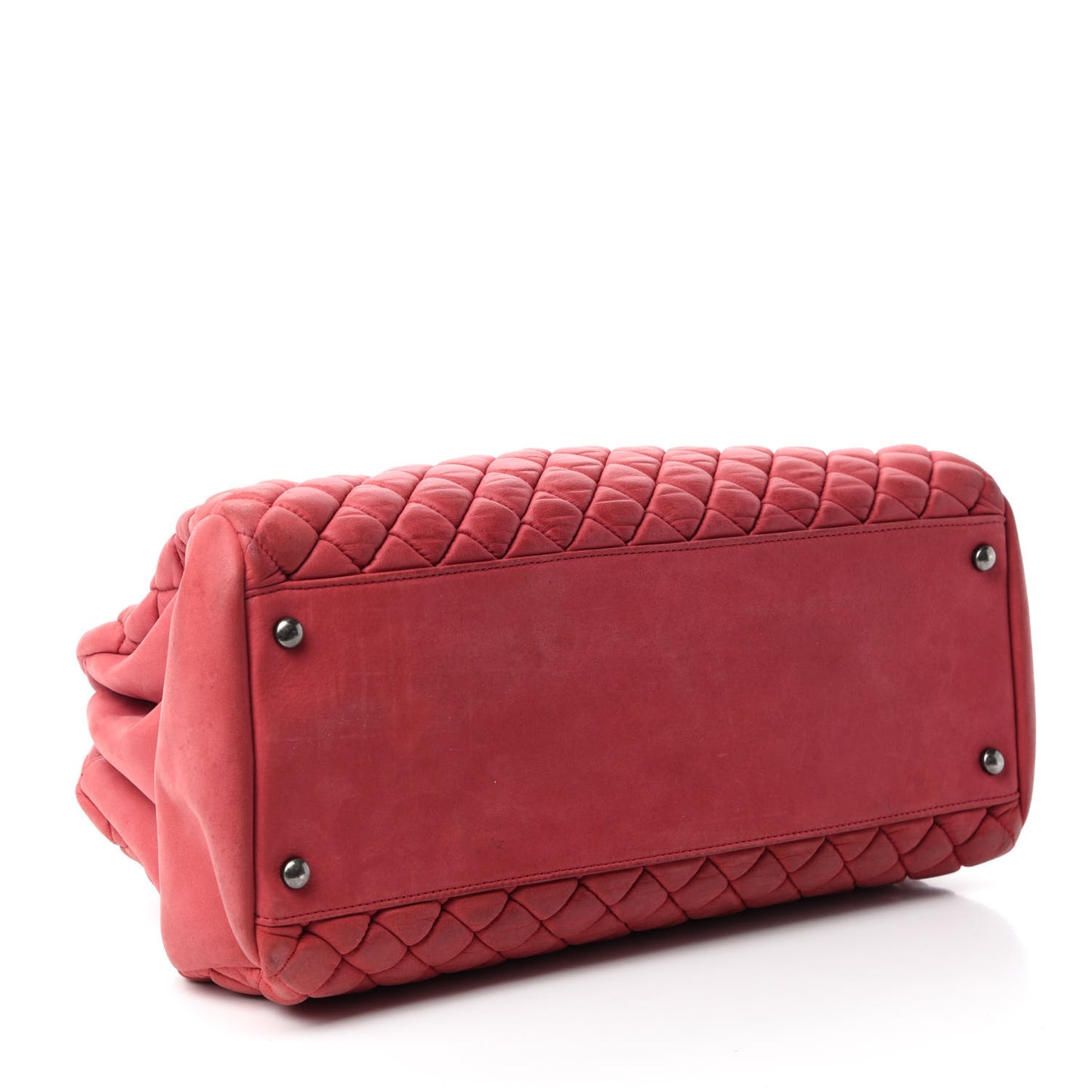 Iridescent Calfskin Quilted Large Just Mademoiselle Bowling Red