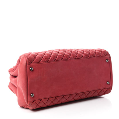 Chanel Iridescent Calfskin Quilted Large Just Mademoiselle Bowling Red 4 of 16