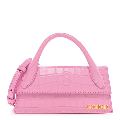 Jacquemus Calfskin Crocodile Embossed Le Chiquito Long Pink 1 of 10