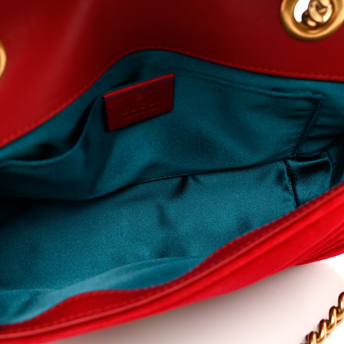 Velvet Matelasse Mini GG Marmont Shoulder Bag Hibiscus Red