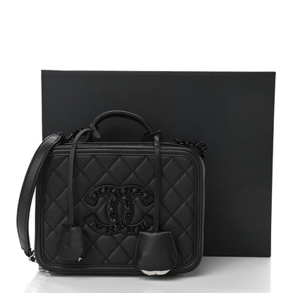 Chanel Lambskin Quilted Medium CC Filigree Vanity Case Black 11 of 11