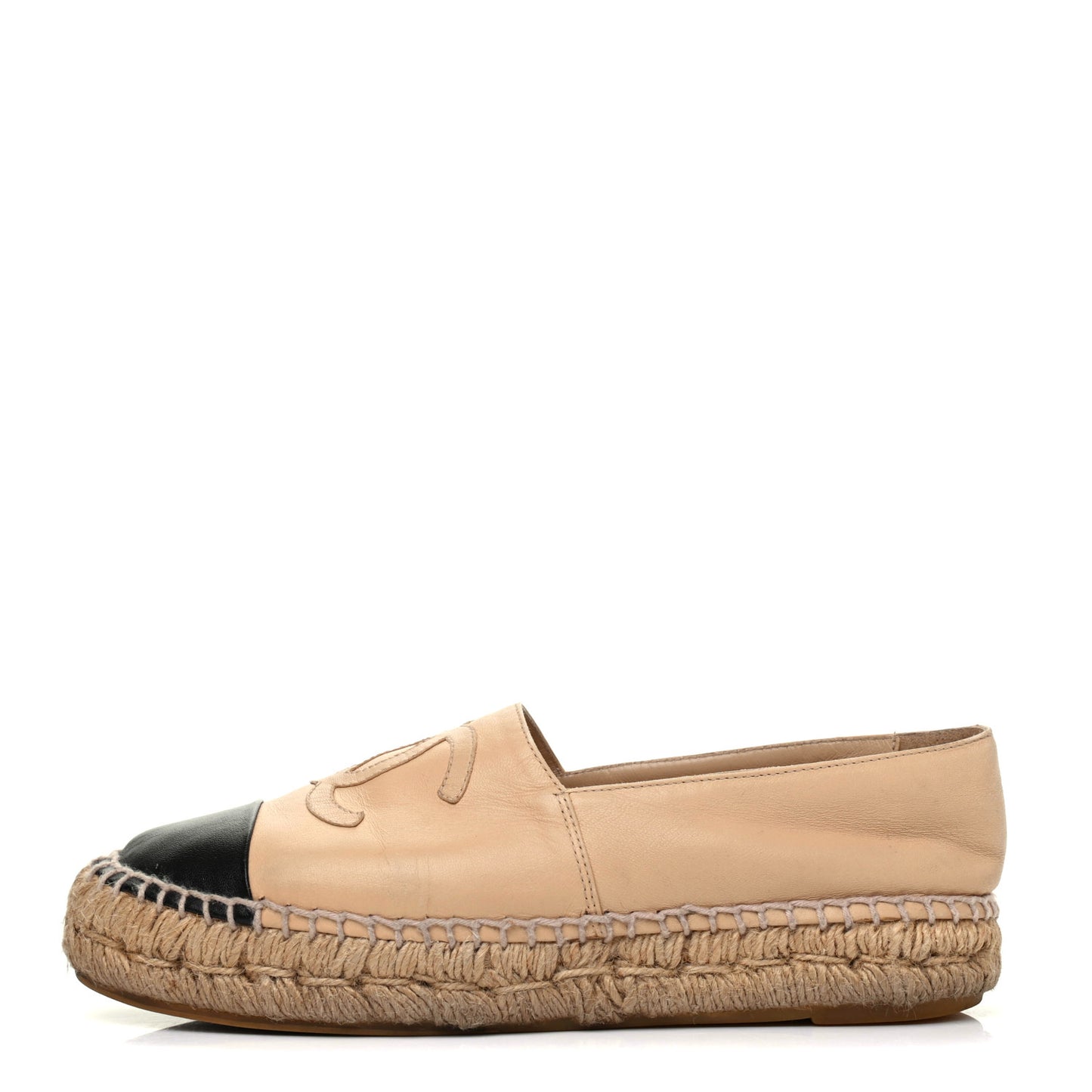Lambskin CC Espadrilles 36 Beige Black
