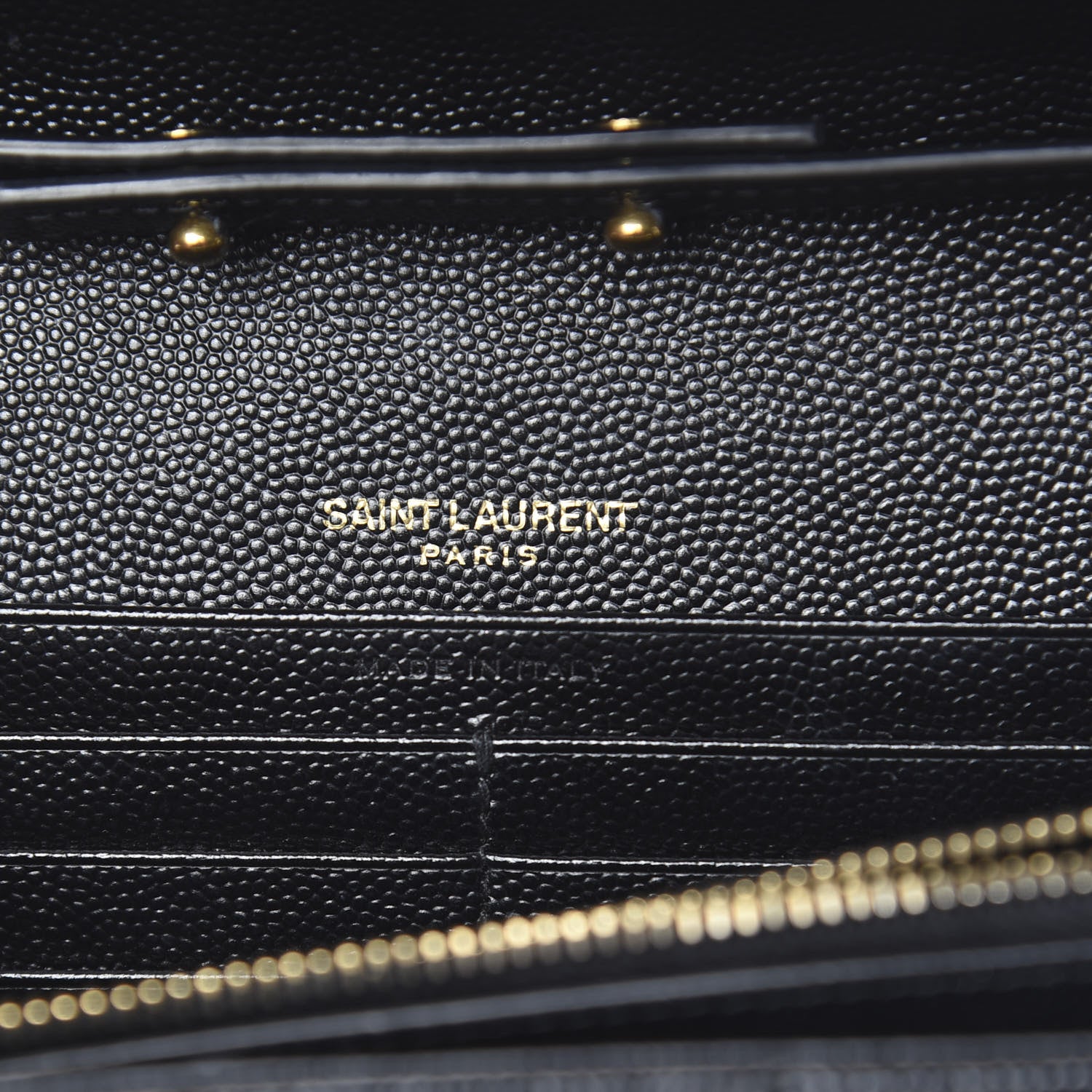Saint Laurent Grain De Poudre Matelasse Chevron Monogram Chain Wallet Black 6 of 10