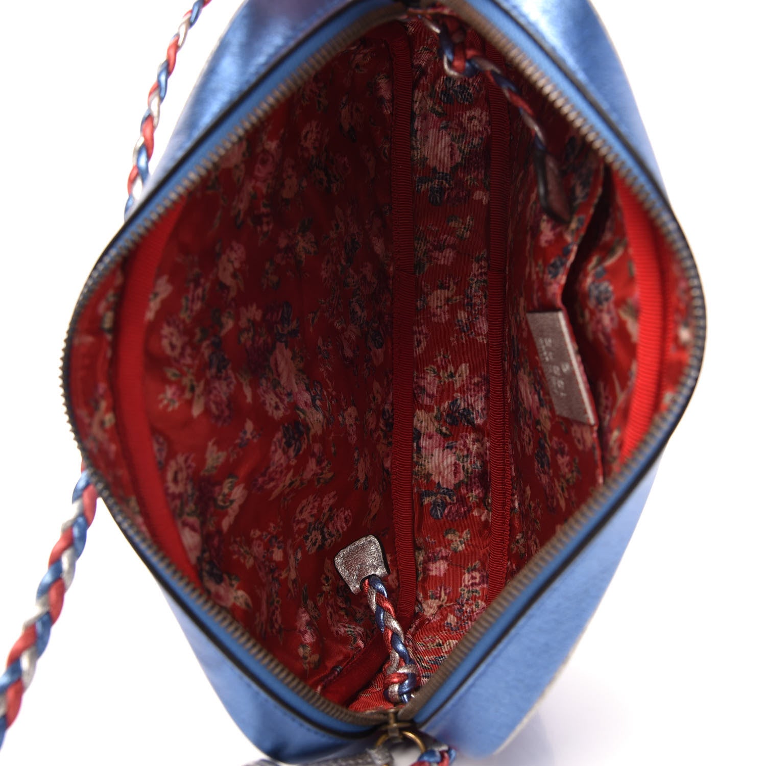 Gucci Laminated Nappa Trapuntata Small Zumi Shoulder Bag Rosso Marine Argento 5 of 10