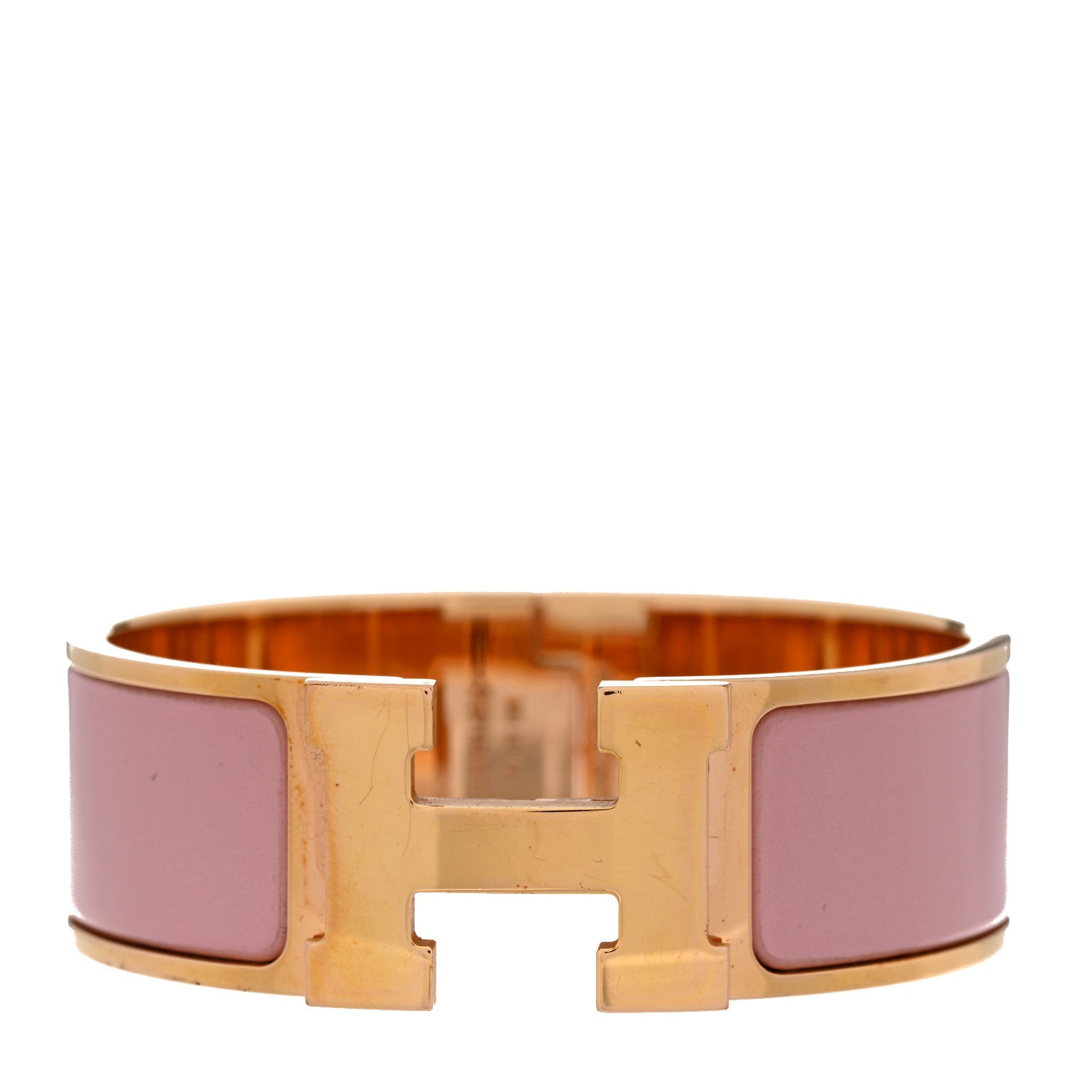 Hermes Enamel Wide Clic Clac H Bracelet PM Rose Dragee 1 of 4
