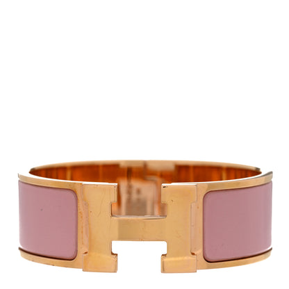 Hermes Enamel Wide Clic Clac H Bracelet PM Rose Dragee 1 of 4