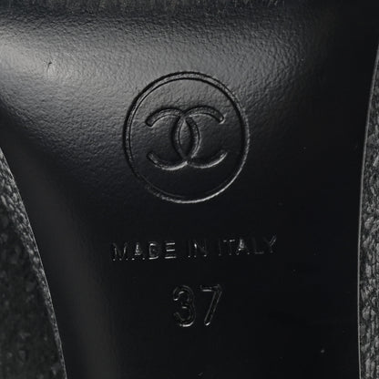 Chanel Calfskin Buffalo Cap Toe CC Pumps 37 Black 6 of 8