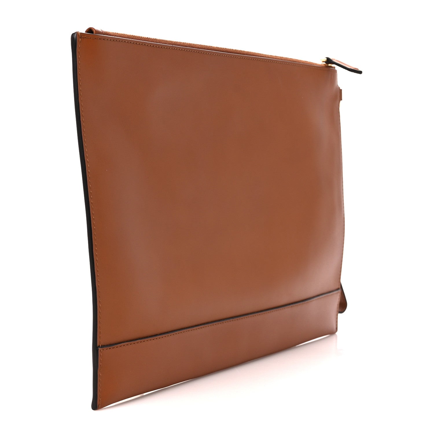 Fendi Vitello King Logo Embossed Large Flat Pouch Cuoio 3 of 10