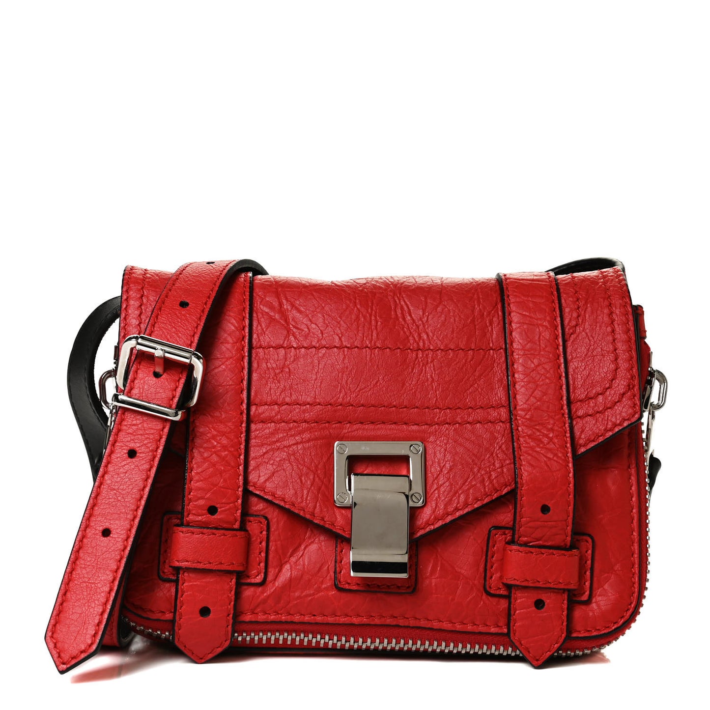 Crinkled Calfskin PS1 Mini Zip Crossbody Red